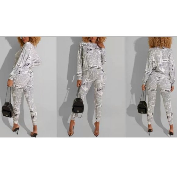 Newspaper Print Set - Pants & Top - Picture 2 of 11